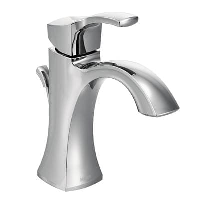 Voss One-Handle Single Hole Bathroom Sink Faucet with Optional Deckplate, Chrome by Moen