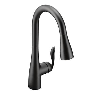 Arbor One-Handle Pulldown Kitchen Faucet Featuring Power Boost and Reflex, Matte Black by Moen