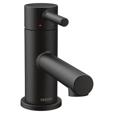 Align One-Handle Single Hole Low Profile Modern Bathroom Faucet with Drain Assembly, Matte Black by Moen