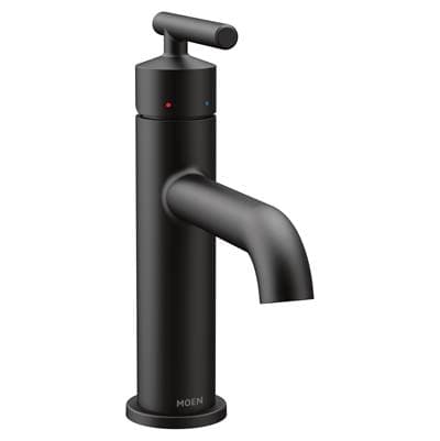 Gibson One-Handle Single Hole Modern Bathroom Sink Faucet with Optional Deckplate, Matte Black by Moen