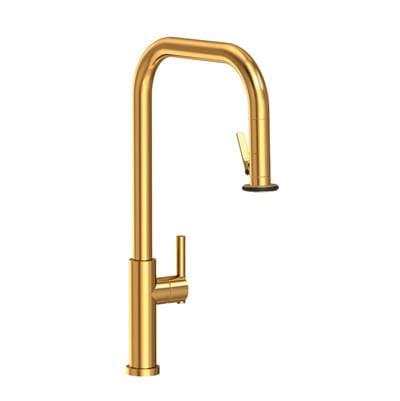 East Linear Pull-Down Kitchen Faucet - Trigger Spray Aged Brass