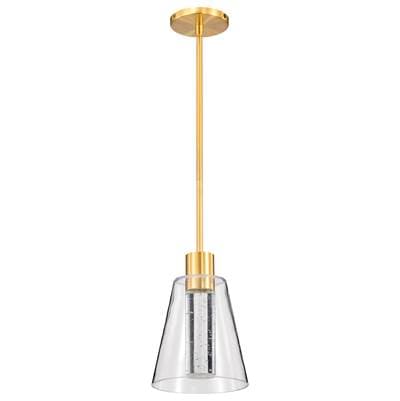 Aura; 7 Inch LED Pendant; Brushed Brass; K9 Bubble Crystal; 3000K CCT by Nuvo