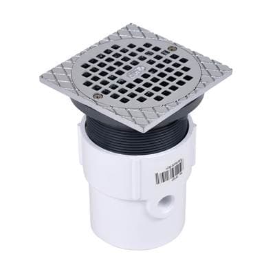 3 Or 4'' Adjustable Pvc Drain W/5'' Chrome Grate & Square Rin by Oatey