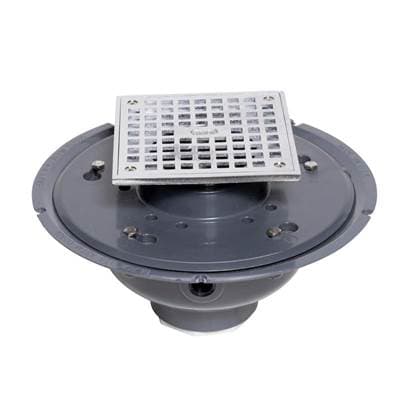 2 In. Pvc Chrome Square Drain W/6 In. Chrome Square Strainer