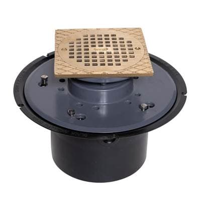 6 Abs Commercial Adjustable Drain W/6 Brass Strainer  Squ