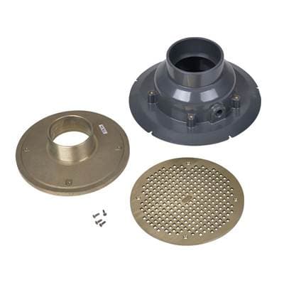 4 In. Pvc Nickel Square Drain W/6 In. Nickel Square Strainer