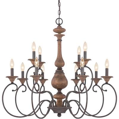 Chandelier 12-Lgt Rustic Black