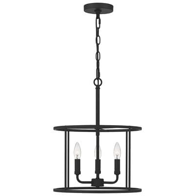 Pendant 3 light matte black by Quoizel