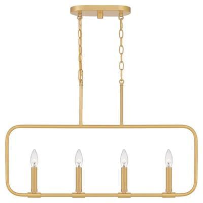 Linear chandelier 4 light aged brass by Quoizel