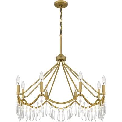 Chandelier 8 lights aged brass