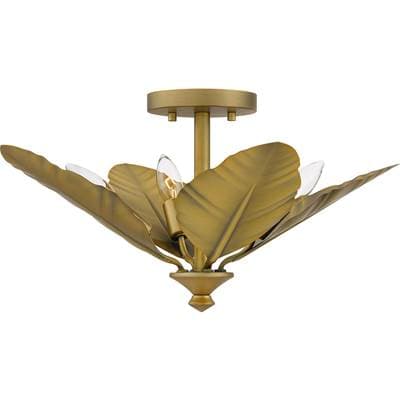 Semi flush 4 lights aged brass by Quoizel