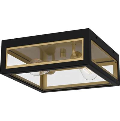 Bourbon 2-Light Matte Black Outdoor Flush Mount by Quoizel