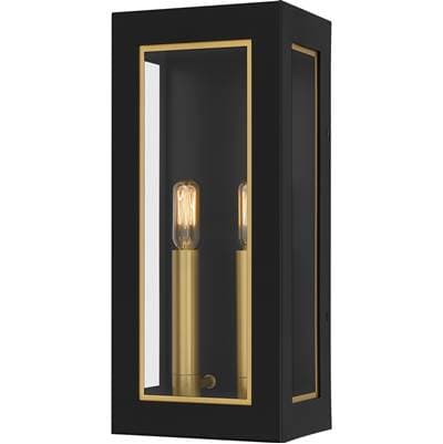 Bourbon 2-Light Matte Black Outdoor Wall Lantern by Quoizel