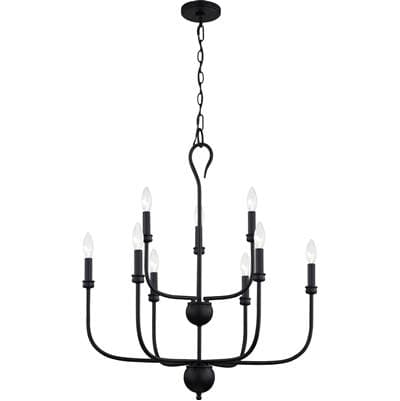Chandelier 9 lights matte black by Quoizel