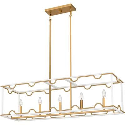 Linear Chandelier 5 Lights White