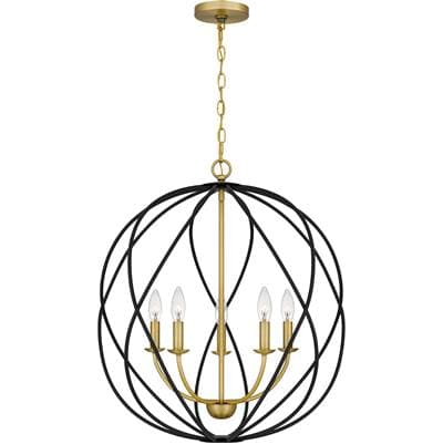 Pendant 5 lights aged brass