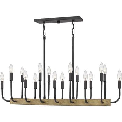 Linear chandelier 16 light earth black