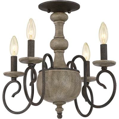 Semi Flush Convertble 4-Lgt Rustic Black by Quoizel