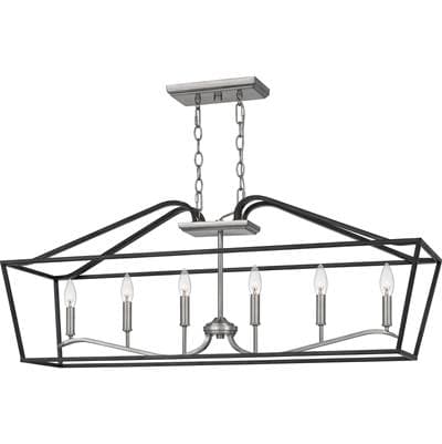 Linear chandelier 6 light matte black