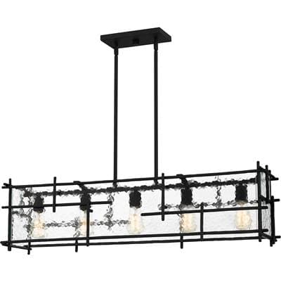 Linear chandelier 5 lights matte black