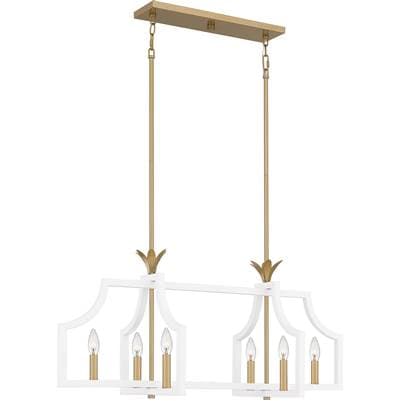 Linear chandelier 6 lights white. by Quoizel