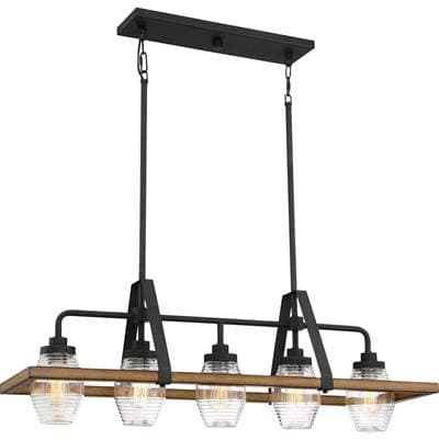 Linear chandelier 5 light grey ash