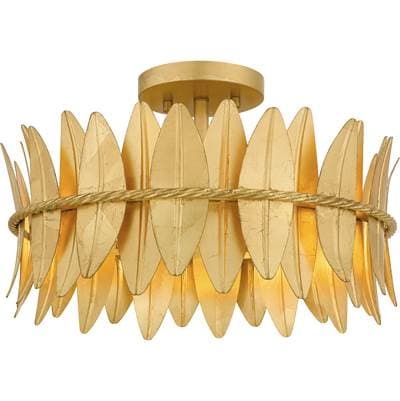 Semi Flush 3 Lights Gold Leaf