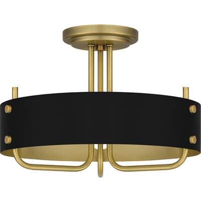 Semi Flush 3 Lights Aged Brass by Quoizel