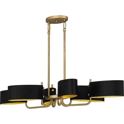Linear chandelier 6 lights aged brass by Quoizel