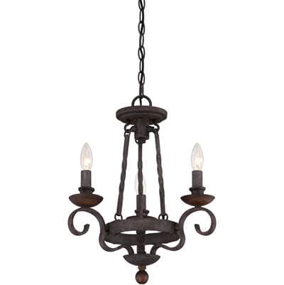 Chandelier 3-Lgt Rustic Black