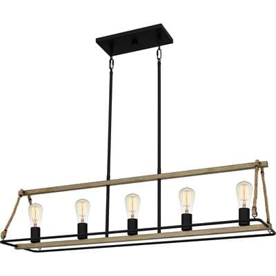 Linear chandelier 5 lights matte black by Quoizel