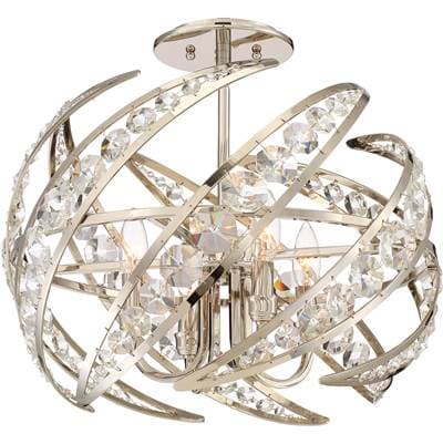 Semi flush mount 4 lights polished nicke