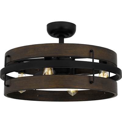 Fan light 4 lights matte black