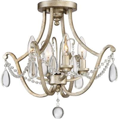 4 Lgt Semi Flush Vintage Gold