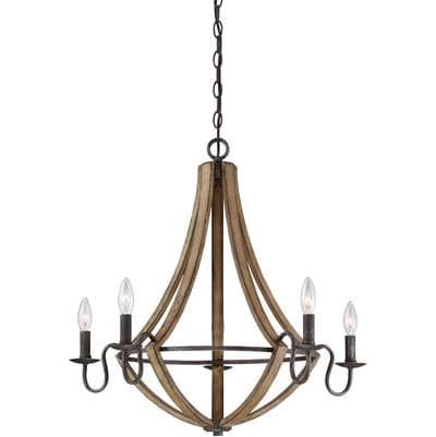 5 Lgt Chandleier Rustic Black