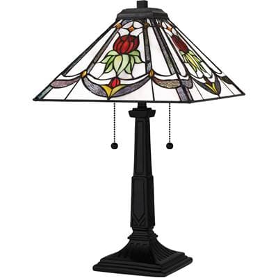 Table lamp tiffany 2 lights matte black by Quoizel