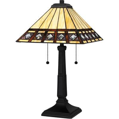 Table lamp tiffany 2 lights matte black
