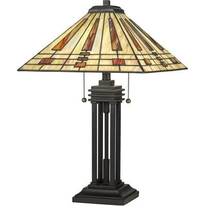 Table lamp tiffany 2 light western bronz