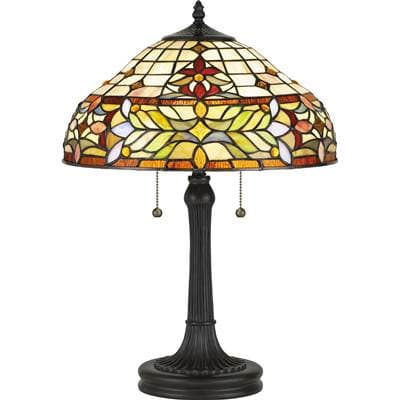 Table lamp tiffany 2 light vintage bronz by Quoizel