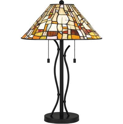 Table lamp tiffany 2 lights matte black