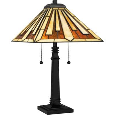 Table lamp tiffany 2 lights matte black