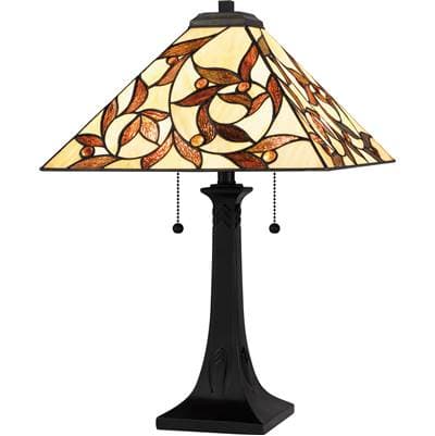 Table lamp tiffany 2 lights matte black. by Quoizel