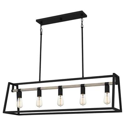 Linear chandelier 5 lights matte black