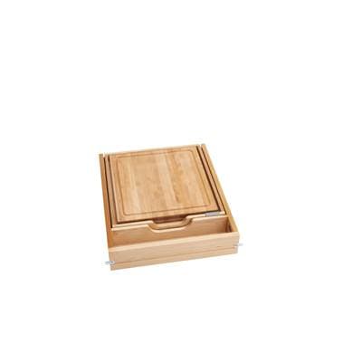 Wood Knife Organizer and Cutting Board Replacement Drawer System (No Slides) by Rev-A-Shelf