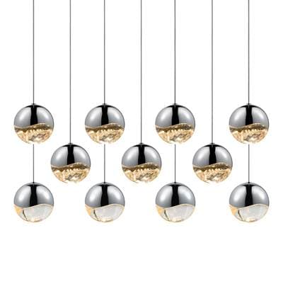 11-Light Rectangle Large LED Pendant