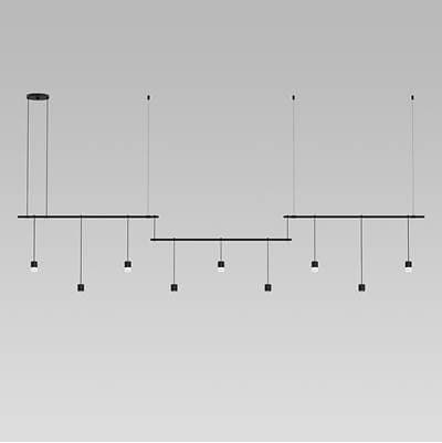 36'' 3-Bar Offset Linear with Suspended Cylinders w/Floor Lenses & Glass Drum Diffusers