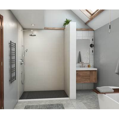 MSMK96-3662 36 x 62 x 96 Swanstone Modern Subway Tile Glue up Shower Wall Kit in Birch (Express Program) by Swan
