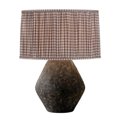 Artifact Table Lamp With Gingham Brown Shade