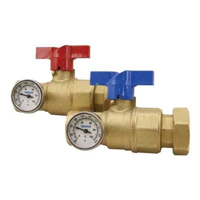 Manifold Supply and Return Ball Valves with Temperature Gauges, set of 2 by Uponor