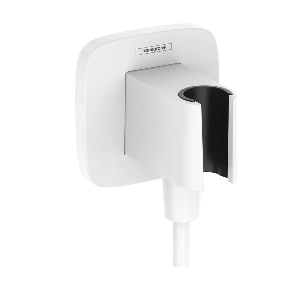 Hansgrohe Fixfit Q Wall Outlet with Handshower Holder in Chrome - Matte White by Hansgrohe